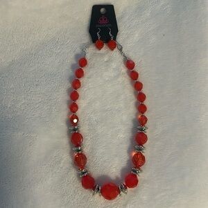 Paparazzi Red Beaded Necklace and Earring Set